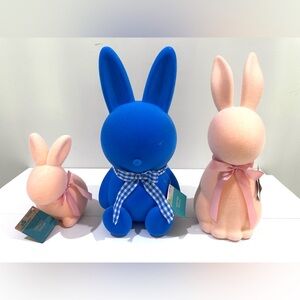 Easter Decorations - 3 Pack Pastel Flocked Bunny Kit - Spring Table Centerpieces